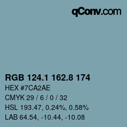 Color code: RGB 124.1 162.8 174 | qconv.com
