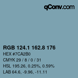 カラーコード: RGB 124.1 162.8 176 | qconv.com