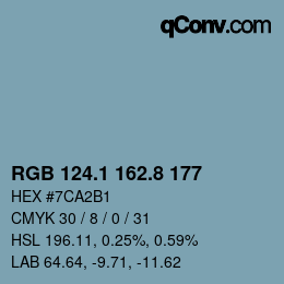 カラーコード: RGB 124.1 162.8 177 | qconv.com