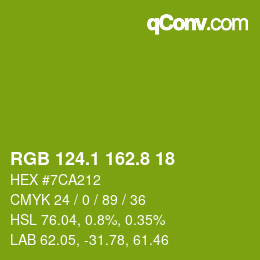 カラーコード: RGB 124.1 162.8 18 | qconv.com