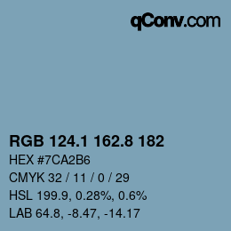 カラーコード: RGB 124.1 162.8 182 | qconv.com