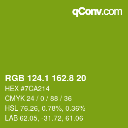 カラーコード: RGB 124.1 162.8 20 | qconv.com