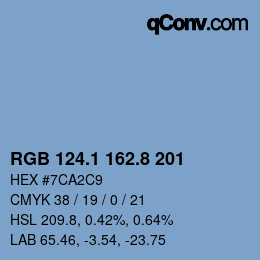 カラーコード: RGB 124.1 162.8 201 | qconv.com