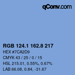 Farbcode: RGB 124.1 162.8 217 | qconv.com