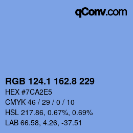 Color code: RGB 124.1 162.8 229 | qconv.com