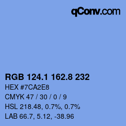 カラーコード: RGB 124.1 162.8 232 | qconv.com