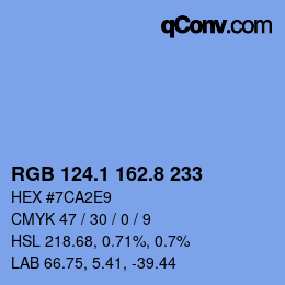カラーコード: RGB 124.1 162.8 233 | qconv.com