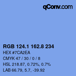 カラーコード: RGB 124.1 162.8 234 | qconv.com