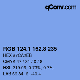 Código de color: RGB 124.1 162.8 235 | qconv.com