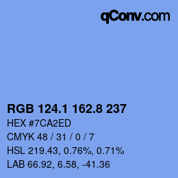 カラーコード: RGB 124.1 162.8 237 | qconv.com