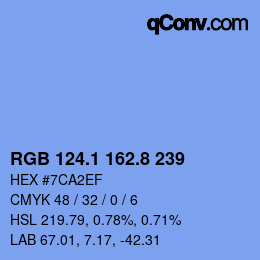 カラーコード: RGB 124.1 162.8 239 | qconv.com