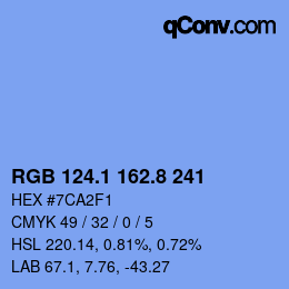 カラーコード: RGB 124.1 162.8 241 | qconv.com