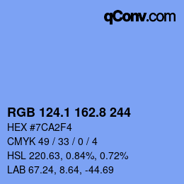 カラーコード: RGB 124.1 162.8 244 | qconv.com
