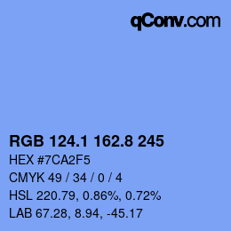 Color code: RGB 124.1 162.8 245 | qconv.com