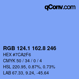 Farbcode: RGB 124.1 162.8 246 | qconv.com