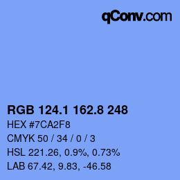 カラーコード: RGB 124.1 162.8 248 | qconv.com