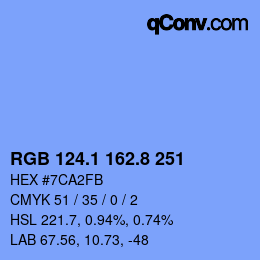 カラーコード: RGB 124.1 162.8 251 | qconv.com
