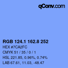 Color code: RGB 124.1 162.8 252 | qconv.com