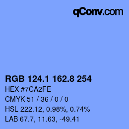 Color code: RGB 124.1 162.8 254 | qconv.com