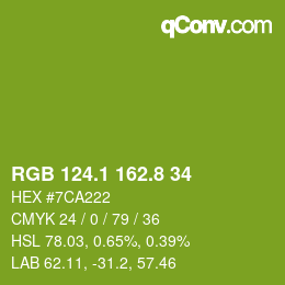 カラーコード: RGB 124.1 162.8 34 | qconv.com