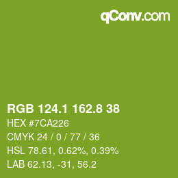 カラーコード: RGB 124.1 162.8 38 | qconv.com
