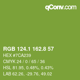 カラーコード: RGB 124.1 162.8 57 | qconv.com