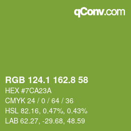 カラーコード: RGB 124.1 162.8 58 | qconv.com