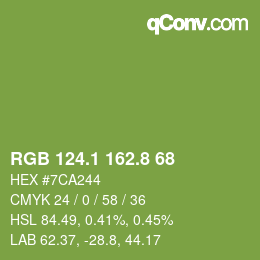カラーコード: RGB 124.1 162.8 68 | qconv.com