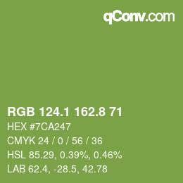 カラーコード: RGB 124.1 162.8 71 | qconv.com