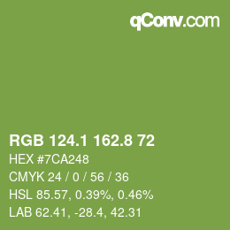 カラーコード: RGB 124.1 162.8 72 | qconv.com