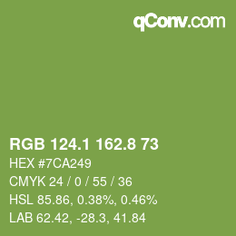 カラーコード: RGB 124.1 162.8 73 | qconv.com