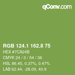 カラーコード: RGB 124.1 162.8 75 | qconv.com