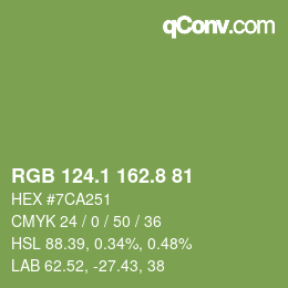 カラーコード: RGB 124.1 162.8 81 | qconv.com