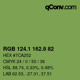 カラーコード: RGB 124.1 162.8 82 | qconv.com
