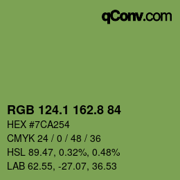 カラーコード: RGB 124.1 162.8 84 | qconv.com