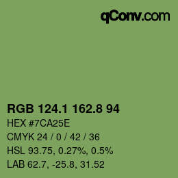 カラーコード: RGB 124.1 162.8 94 | qconv.com