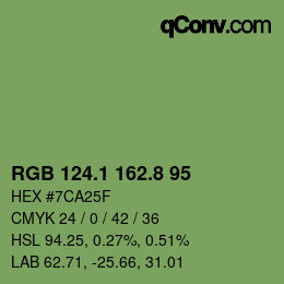 Color code: RGB 124.1 162.8 95 | qconv.com