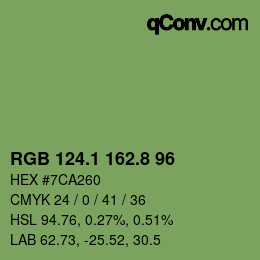 カラーコード: RGB 124.1 162.8 96 | qconv.com