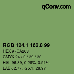 Color code: RGB 124.1 162.8 99 | qconv.com