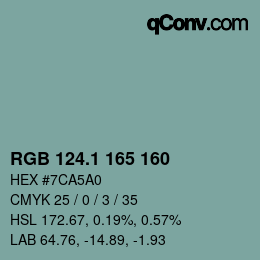 Color code: RGB 124.1 165 160 | qconv.com