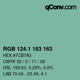 カラーコード: RGB 124.1 183 163 | qconv.com