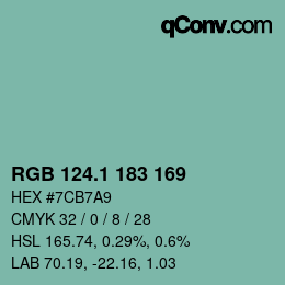 Color code: RGB 124.1 183 169 | qconv.com