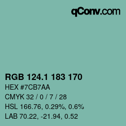 カラーコード: RGB 124.1 183 170 | qconv.com