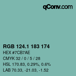 Color code: RGB 124.1 183 174 | qconv.com