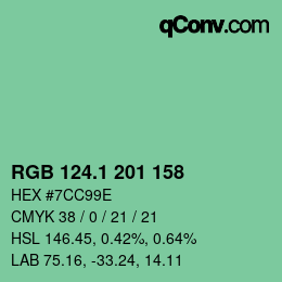 カラーコード: RGB 124.1 201 158 | qconv.com