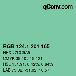 カラーコード: RGB 124.1 201 165 | qconv.com