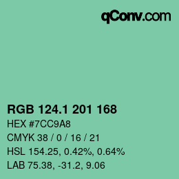 カラーコード: RGB 124.1 201 168 | qconv.com