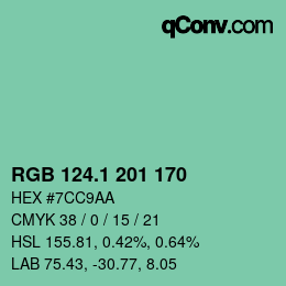 カラーコード: RGB 124.1 201 170 | qconv.com