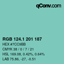 カラーコード: RGB 124.1 201 187 | qconv.com