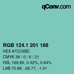 カラーコード: RGB 124.1 201 188 | qconv.com